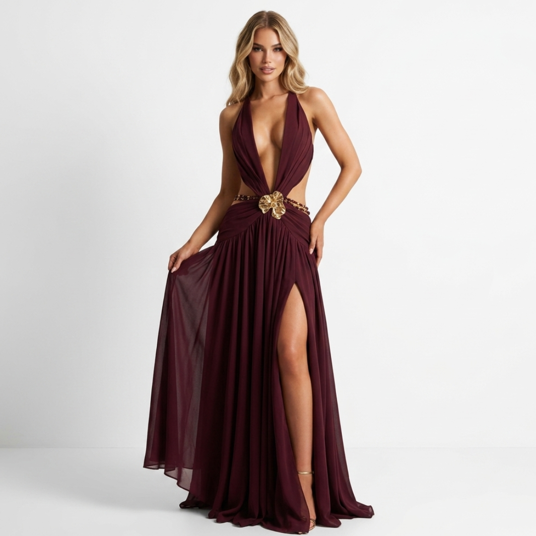 Blanka | Maxi šaty s hlubokým výstřihem