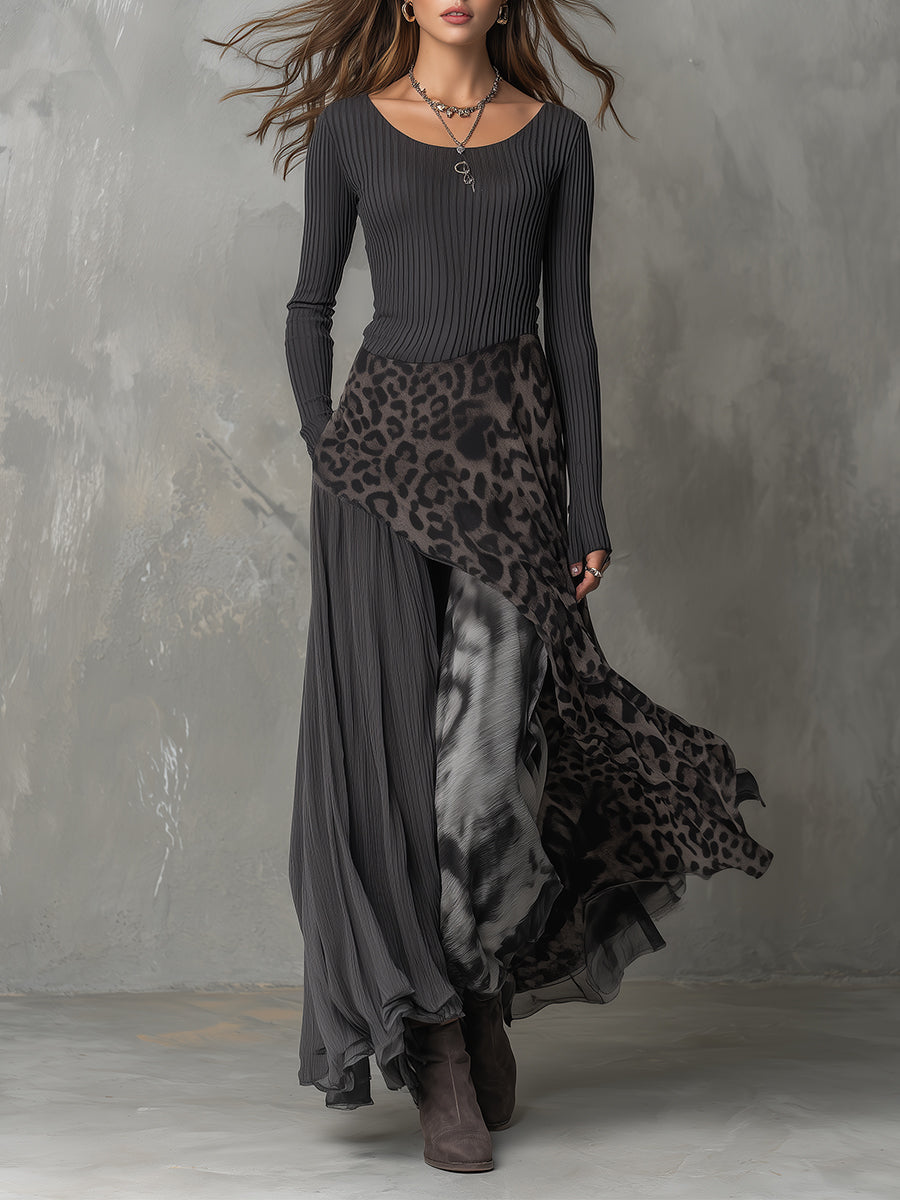 Martina | Dlouhé boho šaty s leopardím vzorem