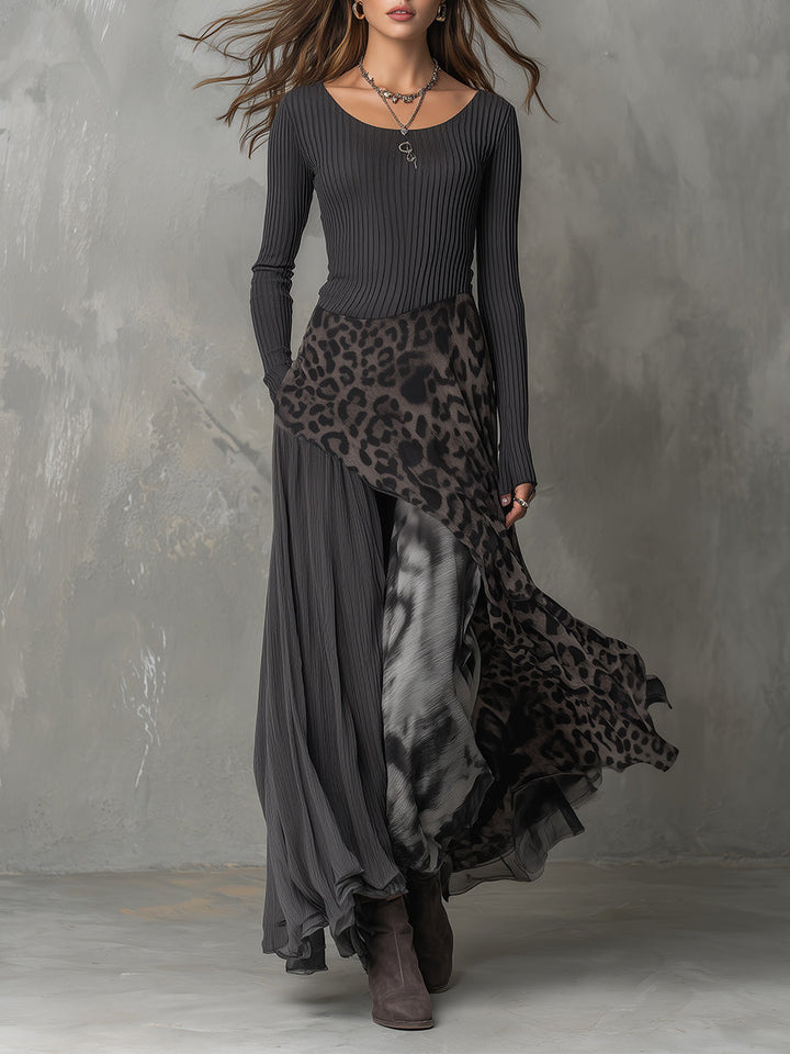Martina | Dlouhé boho šaty s leopardím vzorem