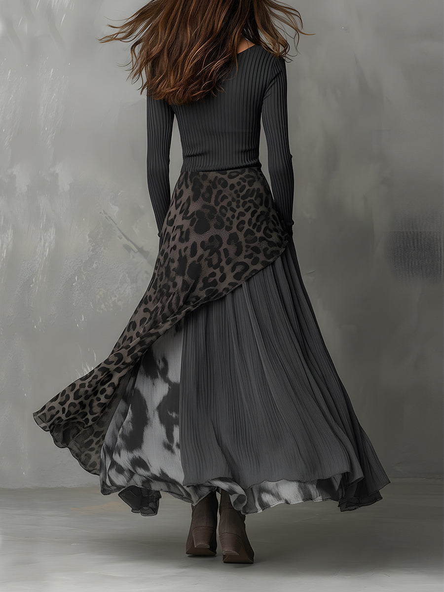 Martina | Dlouhé boho šaty s leopardím vzorem