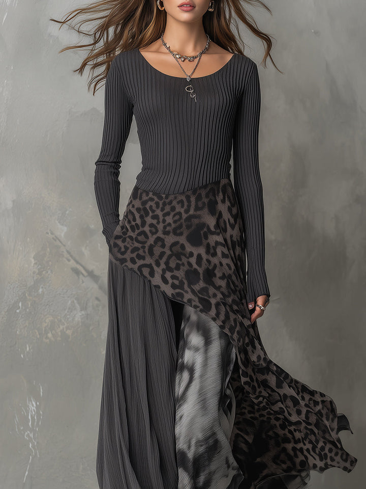 Martina | Dlouhé boho šaty s leopardím vzorem
