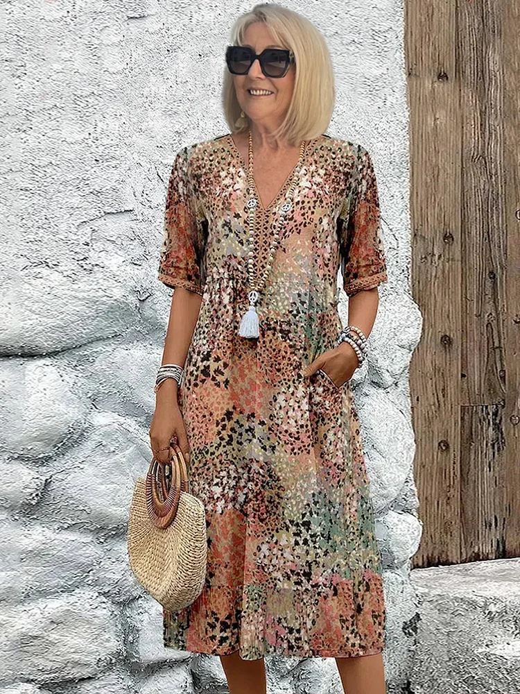 Zuzana | Barevné midi šaty s draperií