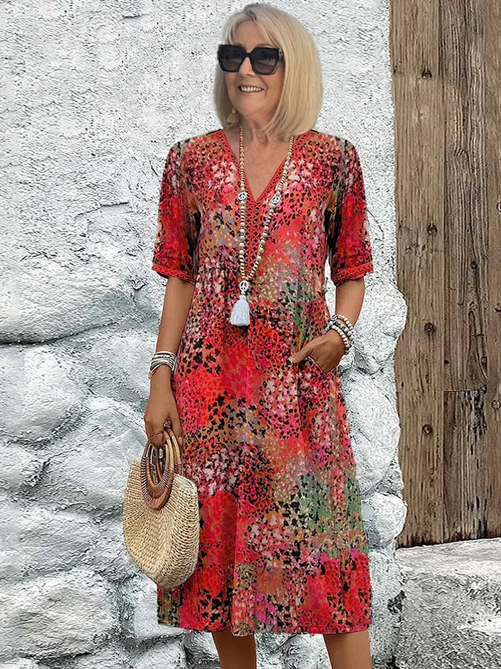 Zuzana | Barevné midi šaty s draperií