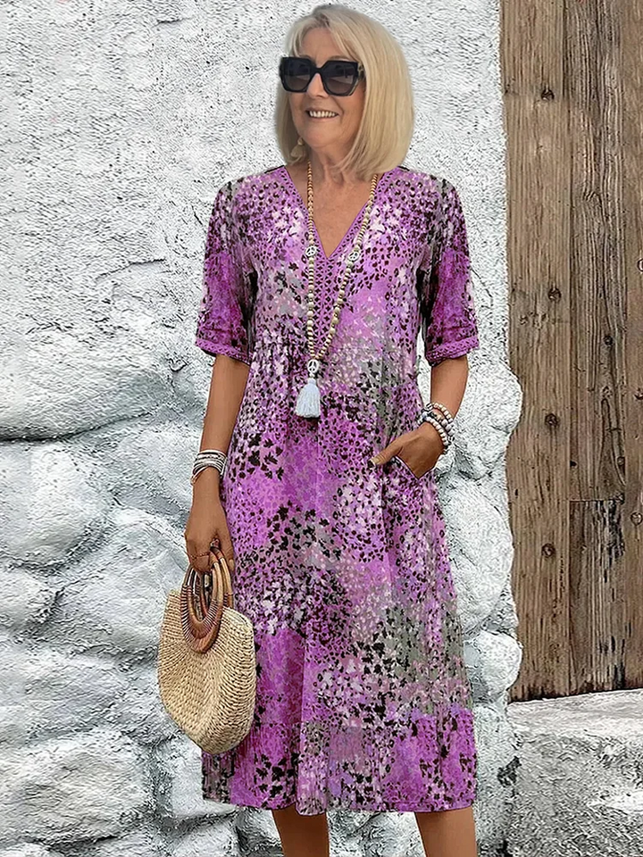 Zuzana | Barevné midi šaty s draperií